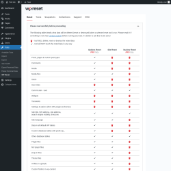 Page screenshot: Tools &rarr; WP Reset