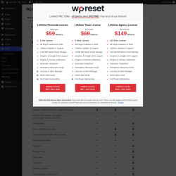 Page screenshot: Tools &rarr; WP Reset