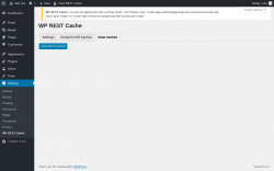 Page screenshot: Settings &rarr; WP REST Cache &rarr; Clear Caches