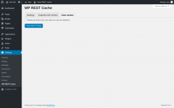Page screenshot: Settings &rarr; WP REST Cache &rarr; Clear Caches