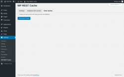 Page screenshot: Settings &rarr; WP REST Cache &rarr; Clear Caches