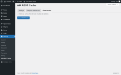 Page screenshot: Settings &rarr; WP REST Cache &rarr; Clear Caches