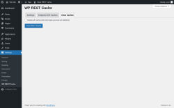 Page screenshot: Settings &rarr; WP REST Cache &rarr; Clear Caches