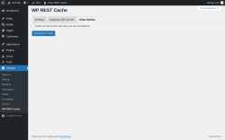 Page screenshot: Settings &rarr; WP REST Cache &rarr; Clear Caches