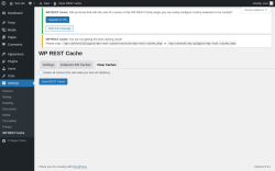 Page screenshot: Settings &rarr; WP REST Cache &rarr; Clear Caches