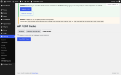 Page screenshot: Settings &rarr; WP REST Cache &rarr; Clear Caches