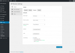 Page screenshot: Settings  → WP Review → Defaults