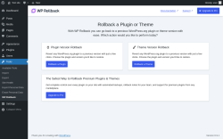 Page screenshot: Tools &rarr; WP Rollback