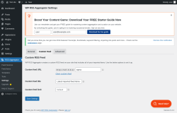 Page screenshot: RSS Aggregator → Settings → Custom Feed