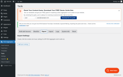 Page screenshot: RSS Aggregator → Tools → 
                Export
            