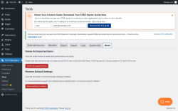 Page screenshot: RSS Aggregator → Tools → 
                Reset
            