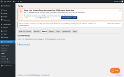 Page screenshot: RSS Aggregator → Tools → 
                Export
            