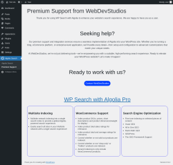 Page screenshot: Algolia Search &rarr; Premium Support