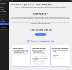 Page screenshot: Algolia Search &rarr; Premium Support