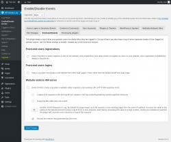 Page screenshot: WP Activity Log &rarr; Enable/Disable Events &rarr; 
				Front-end Events			