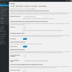 Page screenshot: WP Activity Log &rarr; Settings &rarr; 
					Advanced Settings                
