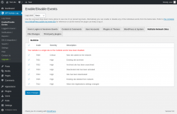 Page screenshot: WP Activity Log &rarr; Enable/Disable Events &rarr; Multisite Network Sites