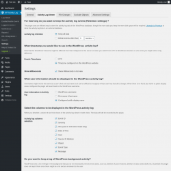 Page screenshot: WP Activity Log &rarr; Settings &rarr; 
					Activity Log Viewer                