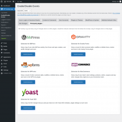 Page screenshot: WP Activity Log &rarr; Enable/Disable Events &rarr; 
				Third party plugins			