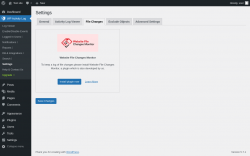 Page screenshot: WP Activity Log &rarr; Settings &rarr; 
					File Changes                