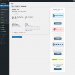 Page screenshot: WP Activity Log &rarr; Help & Contact Us &rarr; System Info