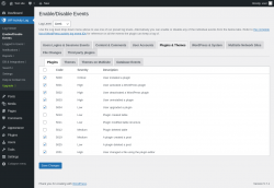 Page screenshot: WP Activity Log &rarr; Enable/Disable Events &rarr; Plugins & Themes
