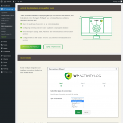 Page screenshot: WP Activity Log &rarr; DB & Integrations ⇪