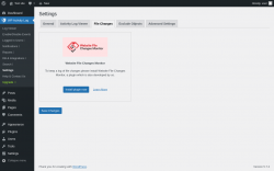 Page screenshot: WP Activity Log &rarr; Settings &rarr; 
					File Changes                