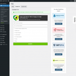 Page screenshot: WP Activity Log &rarr; Help & Contact Us &rarr; Contact Us