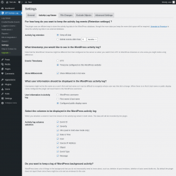 Page screenshot: WP Activity Log &rarr; Settings &rarr; 
					Activity Log Viewer                