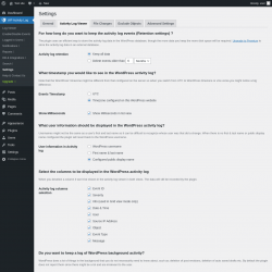 Page screenshot: WP Activity Log &rarr; Settings &rarr; 
					Activity Log Viewer                
