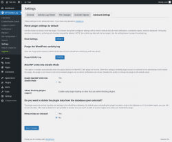 Page screenshot: WP Activity Log &rarr; Settings &rarr; 
					Advanced Settings                