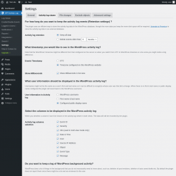 Page screenshot: WP Activity Log &rarr; Settings &rarr; 
					Activity log viewer                
