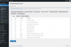 Page screenshot: WP Activity Log &rarr; Enable/Disable Events &rarr; Plugins & Themes