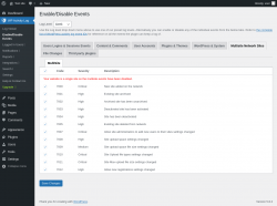 Page screenshot: WP Activity Log &rarr; Enable/Disable Events &rarr; Multisite Network Sites