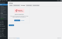 Page screenshot: WP Activity Log &rarr; Settings &rarr; 
					File changes				
