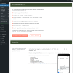 Page screenshot: WP Activity Log &rarr; Email & SMS Notifications 