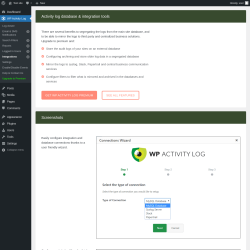 Page screenshot: WP Activity Log &rarr; Integrations 