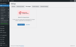 Page screenshot: WP Activity Log &rarr; Settings &rarr; 
					File changes				