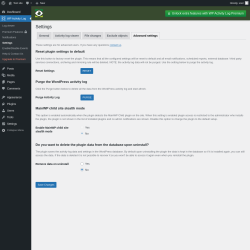 Page screenshot: WP Activity Log → Settings → 
					Advanced settings				