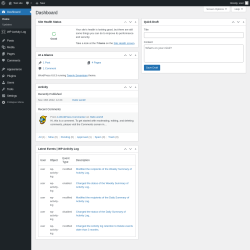 Page screenshot: Dashboard ‹ Test site — WordPress