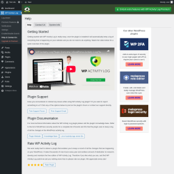 Page screenshot: WP Activity Log &rarr; Help & Contact Us