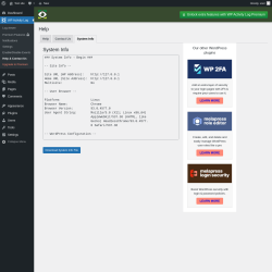 Page screenshot: WP Activity Log &rarr; Help & Contact Us &rarr; System Info