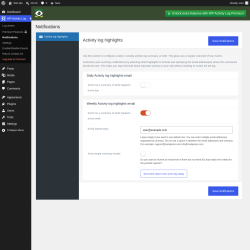 Page screenshot: WP Activity Log &rarr; Notifications
