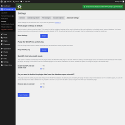 Page screenshot: WP Activity Log &rarr; Settings &rarr; 
					Advanced settings				