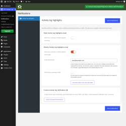 Page screenshot: WP Activity Log &rarr; Notifications