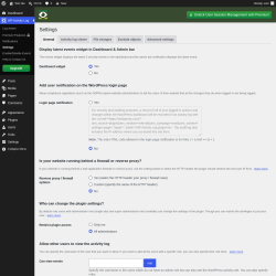Page screenshot: WP Activity Log &rarr; Settings