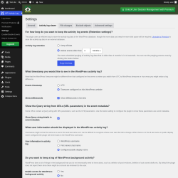 Page screenshot: WP Activity Log &rarr; Settings &rarr; 
					Activity log viewer				