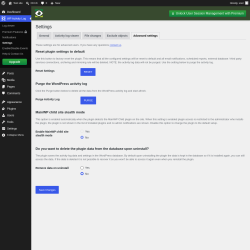 Page screenshot: WP Activity Log &rarr; Settings &rarr; 
					Advanced settings				