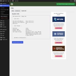 Page screenshot: WP Activity Log &rarr; Help & Contact Us &rarr; System Info